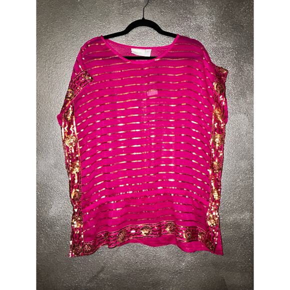 Chico’s  Sequin Spendor Lina  Summerberry  Top Blouse  XL  NWT - Picture 1 of 6